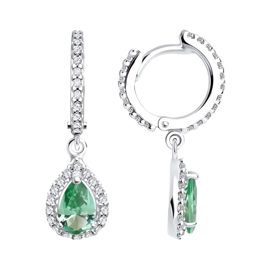 Серьги из серебра с ювелирными кристаллами