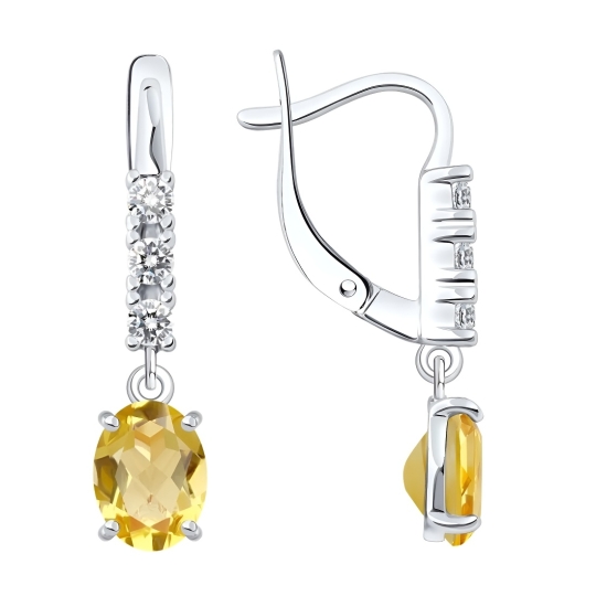 Серьги из серебра с фианитами