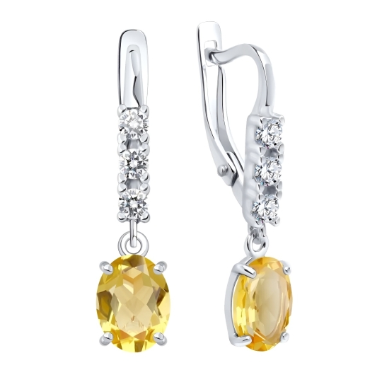 Серьги из серебра с фианитами