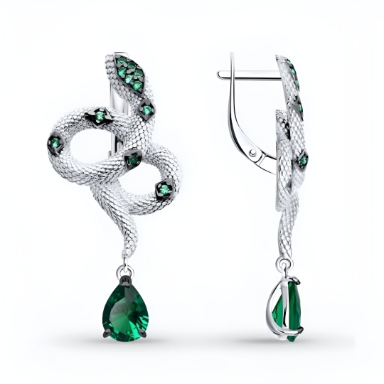 Серьги из серебра с аметистами 