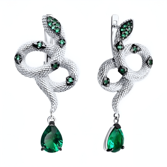 Серьги из серебра с аметистами 