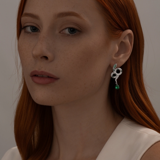 Серьги из серебра с аметистами 