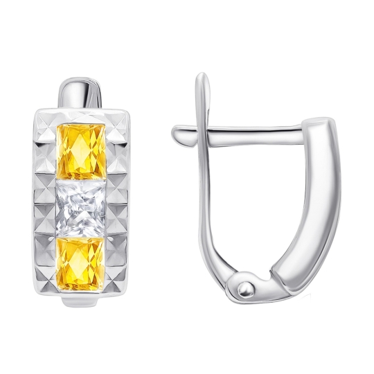 Серьги из серебра с фианитами