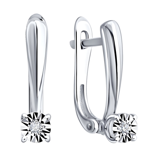 Серьги из серебра с фианитами