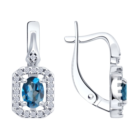 Серьги из серебра с фианитами