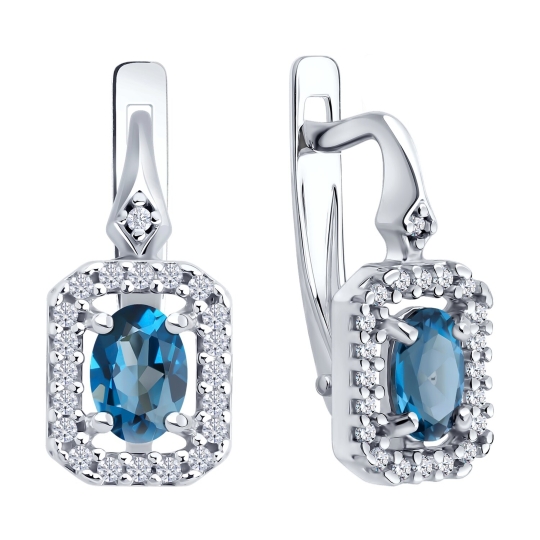 Серьги из серебра с фианитами