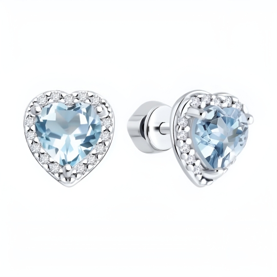 Серьги из серебра с гранатами и фианитами