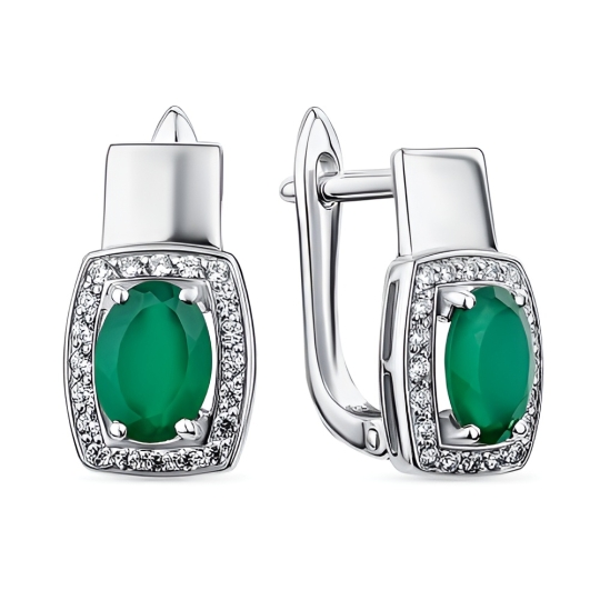 Серьги из серебра с фианитами