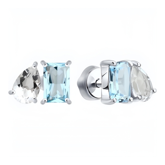 Серьги из серебра с фианитами