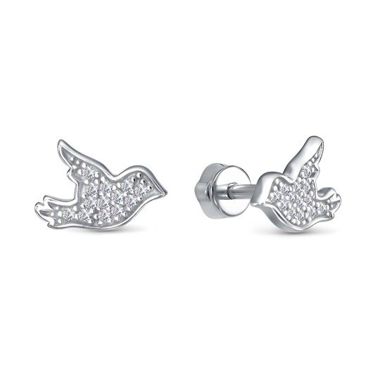 Серьги из серебра с фианитами