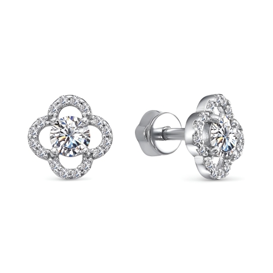 Серьги из серебра с фианитами