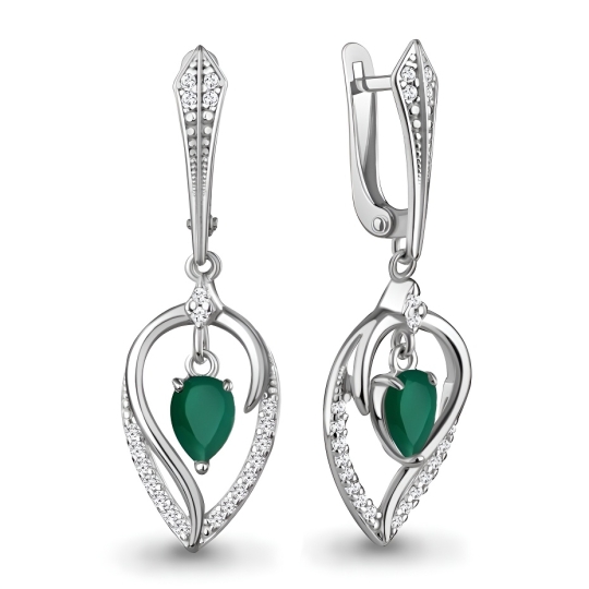 Серьги из серебра с фианитами