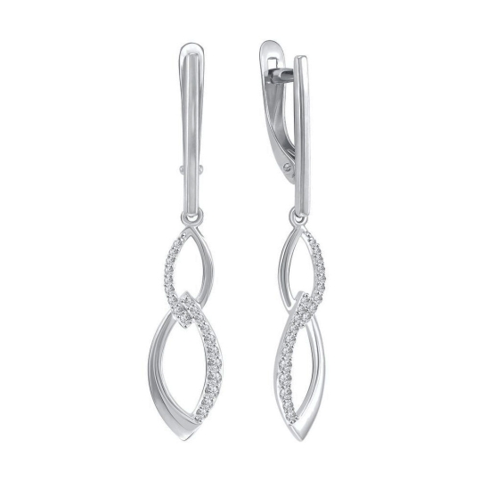 Серьги из серебра с фианитами