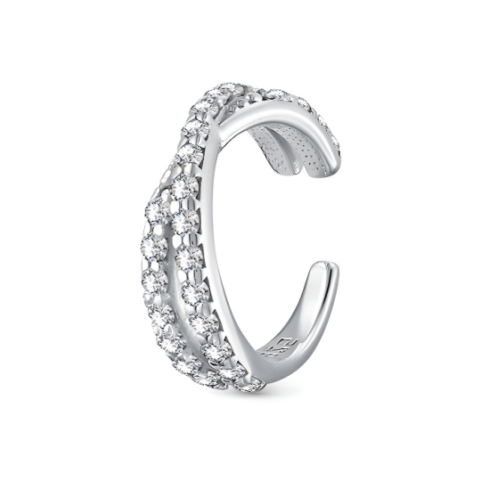 Серьги из серебра с аметистом, эмалью и фианитами