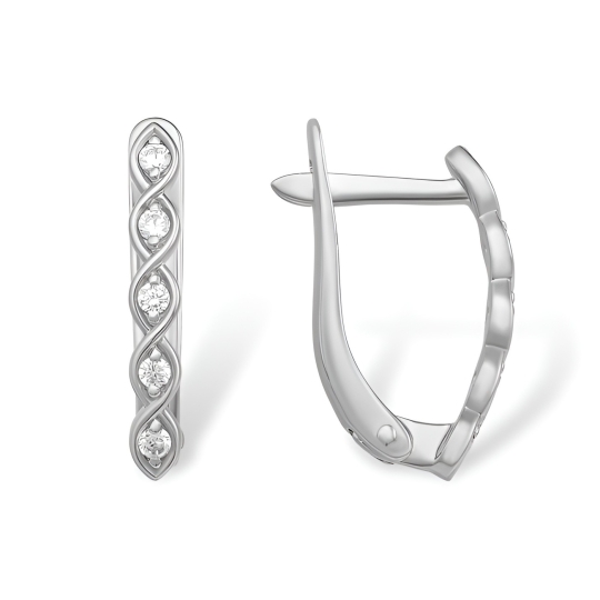Серьги из серебра с фианитами