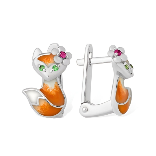Серьги из серебра с жемчугом и фианитами