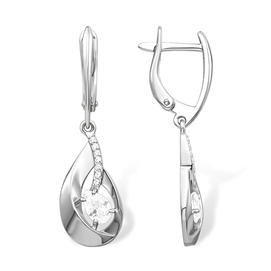 Серьги из серебра с фианитами
