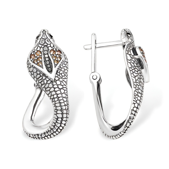 Серьги из серебра с фианитами
