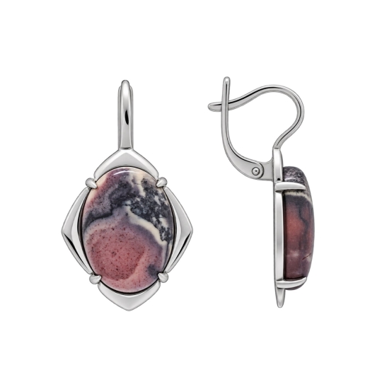 Серьги из серебра с эмалью и фианитами
