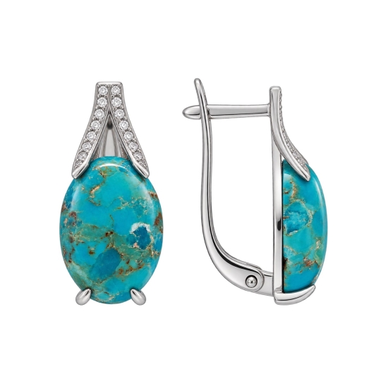 Серьги из серебра с фианитами