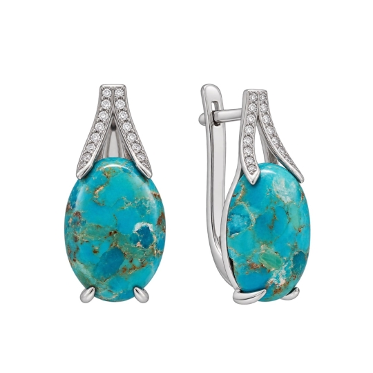Серьги из серебра с фианитами
