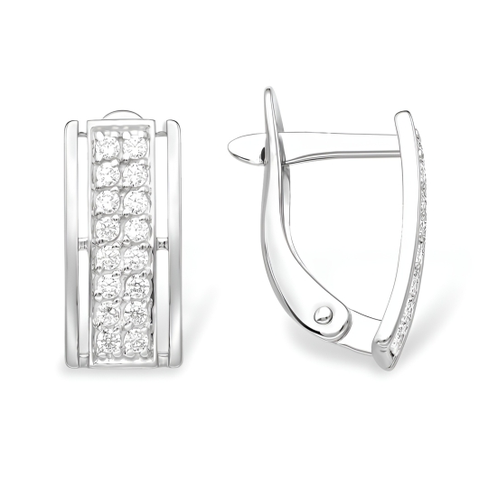 Серьги из серебра с фианитами