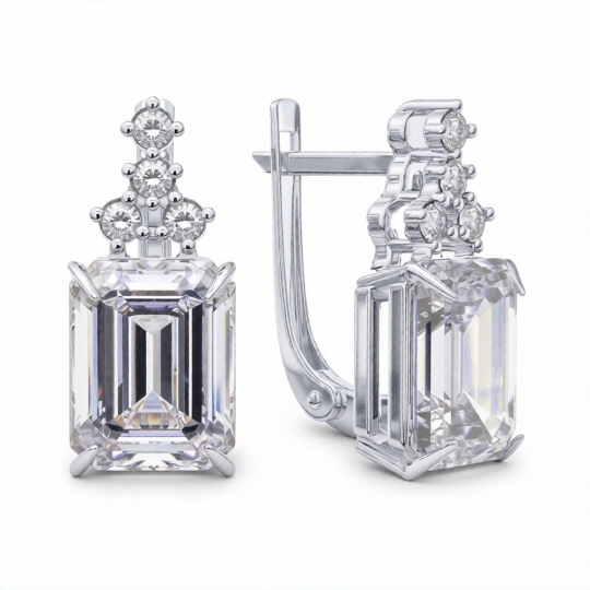 Серьги из серебра с фианитами
