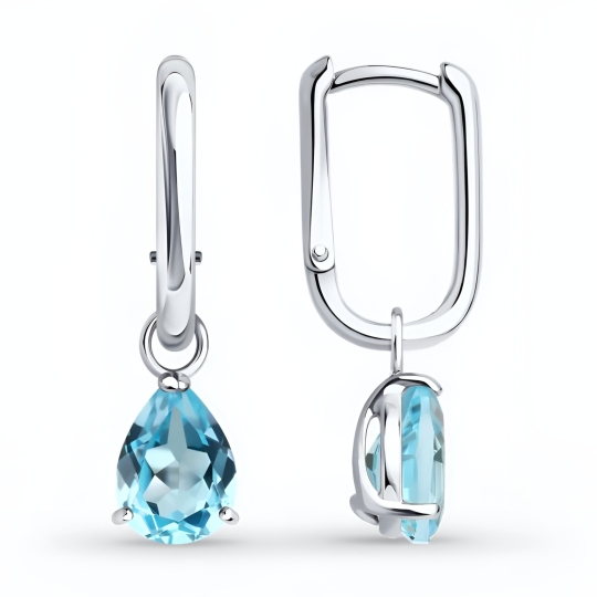 Серьги из серебра с фианитами