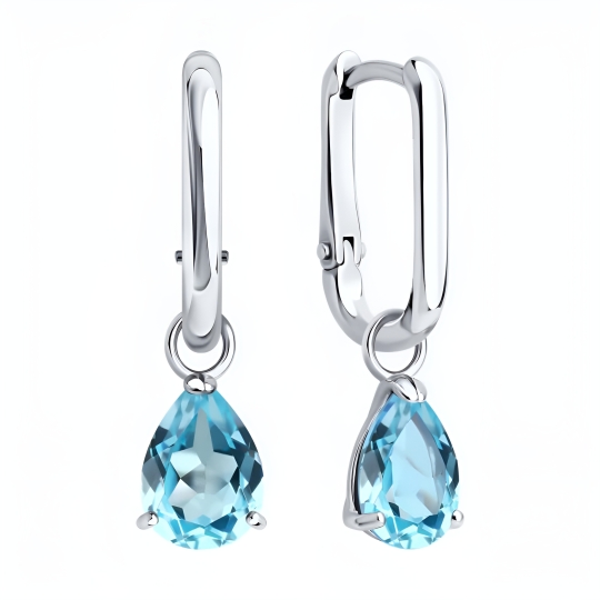 Серьги из серебра с фианитами