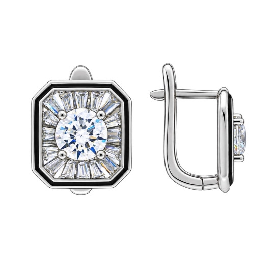 Серьги из серебра с фианитами