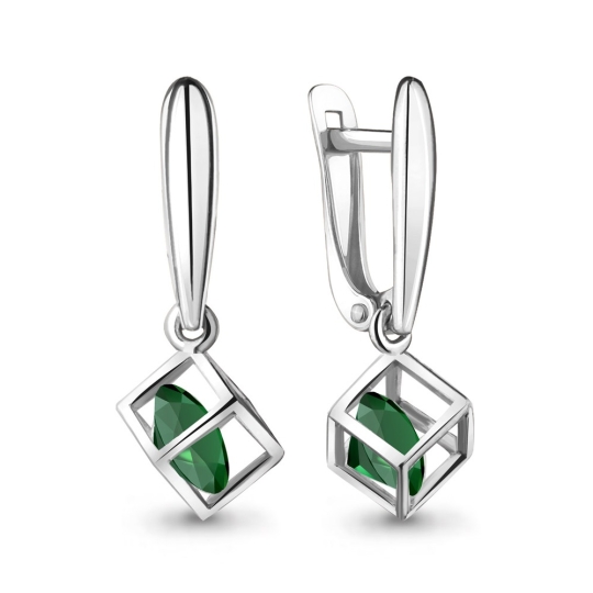 Серьги из серебра с фианитами