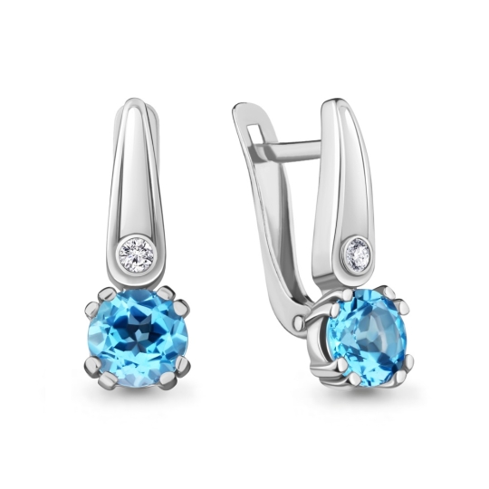 Серьги из серебра с фианитами