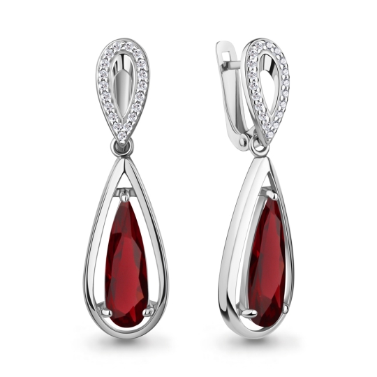 Серьги из серебра с топазами Swiss, аметистами и фианитами