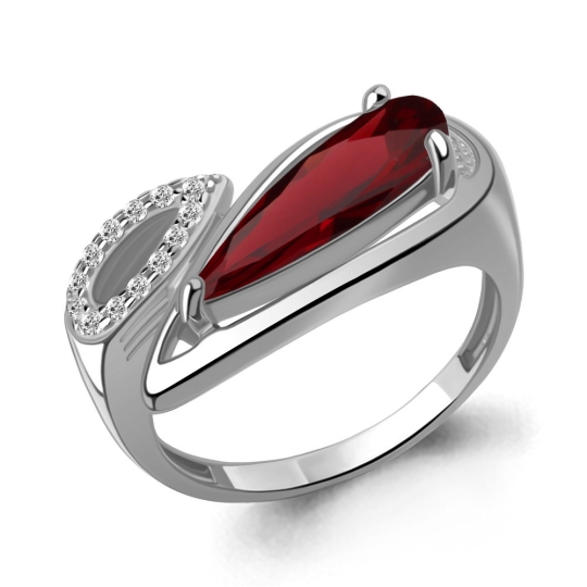 Серьги из серебра с гранатами и фианитами