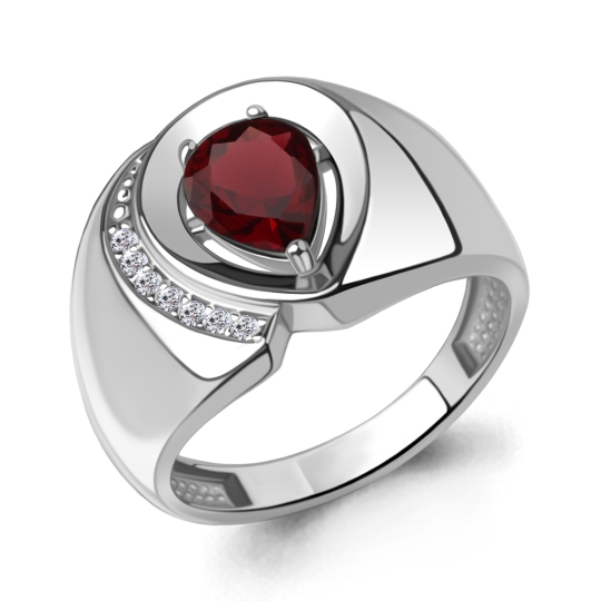Серьги из серебра с гранатами и фианитами
