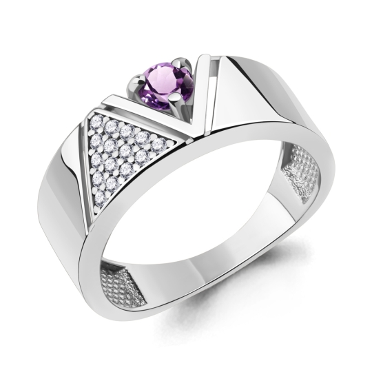 Серьги из серебра с аметистами и фианитами