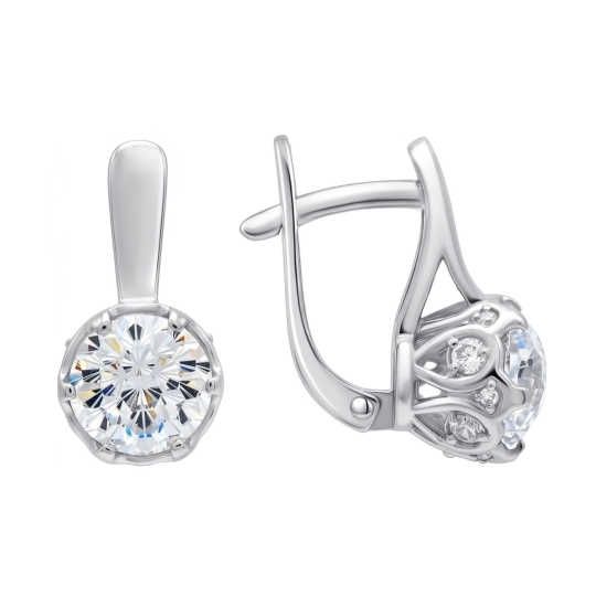 Серьги из серебра с фианитами