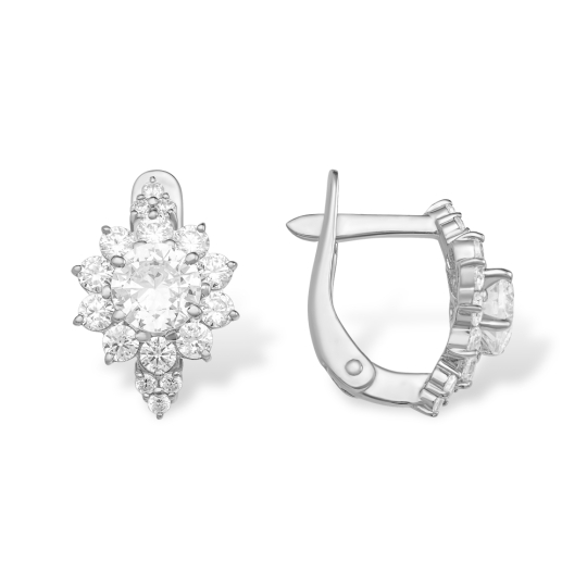 Серьги из серебра с фианитами "Звезды"