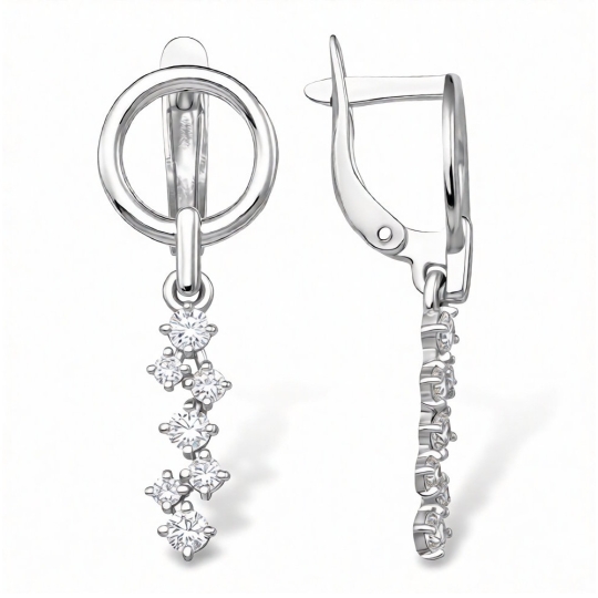 Серьги из серебра с фианитами