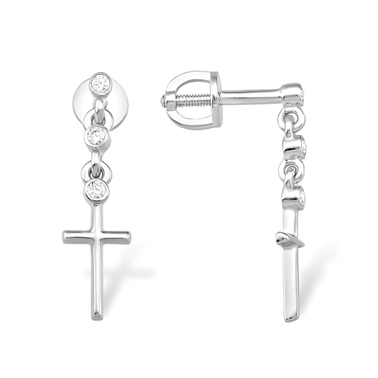 Серьги из серебра с фианитами