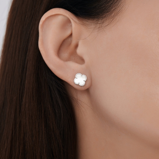 Серьги из серебра с фианитами "Змея"