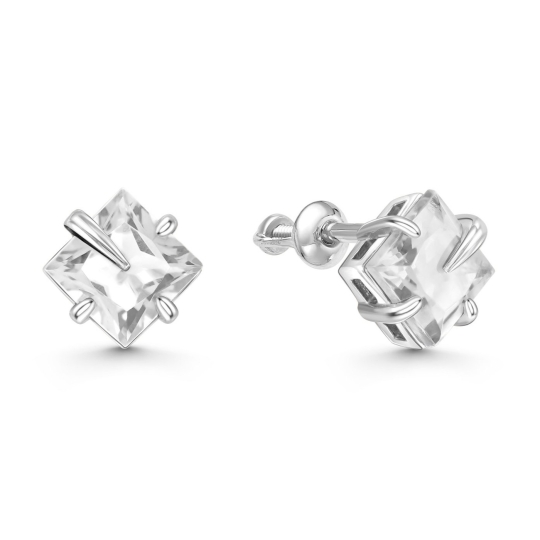 Серьги из серебра с фианитами