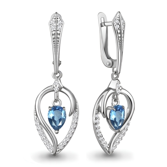 Серьги из серебра с фианитами