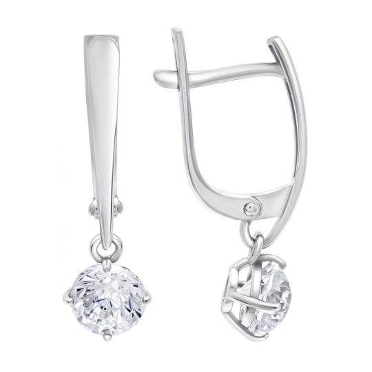 Серьги из серебра с фианитами