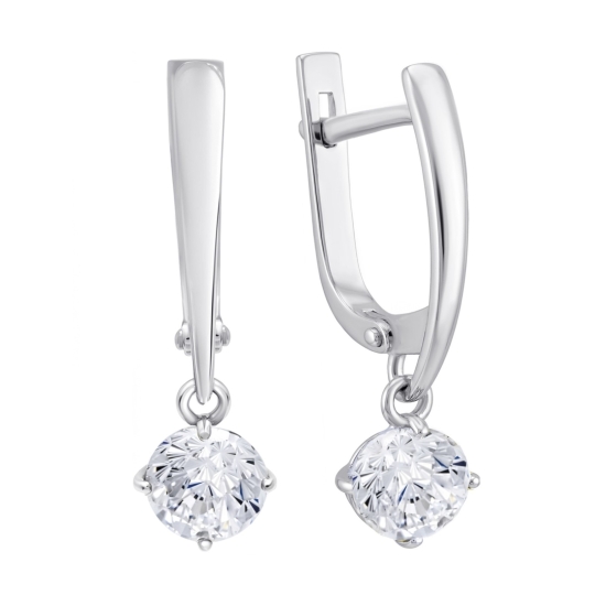 Серьги из серебра с фианитами