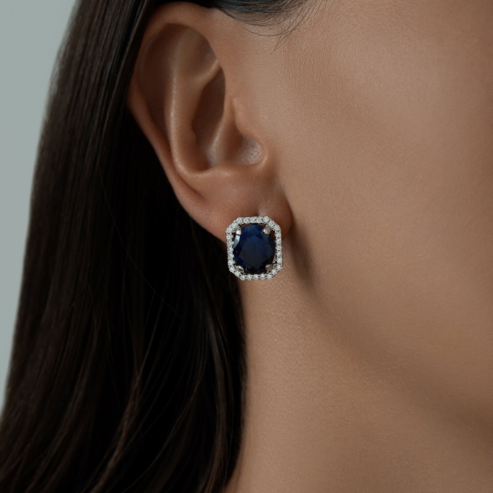 Серьги из серебра с фианитами "Змея"