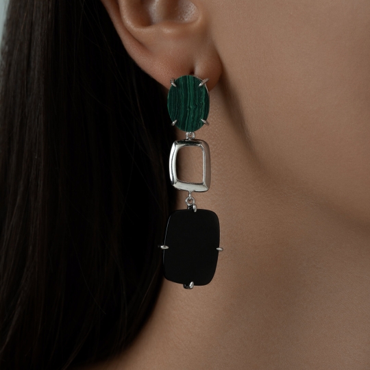 Серьги из серебра с кварцами