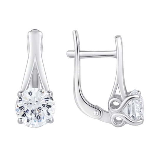 Серьги из серебра с фианитами