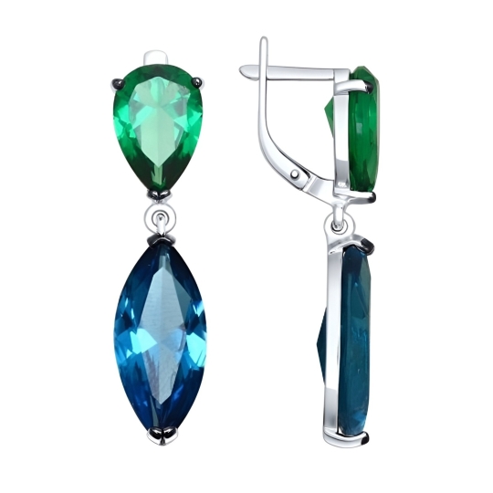 Серьги из серебра с фианитами