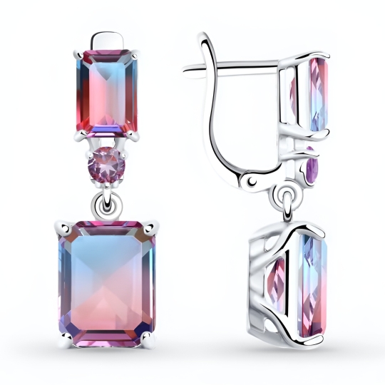 Серьги из серебра с фианитами